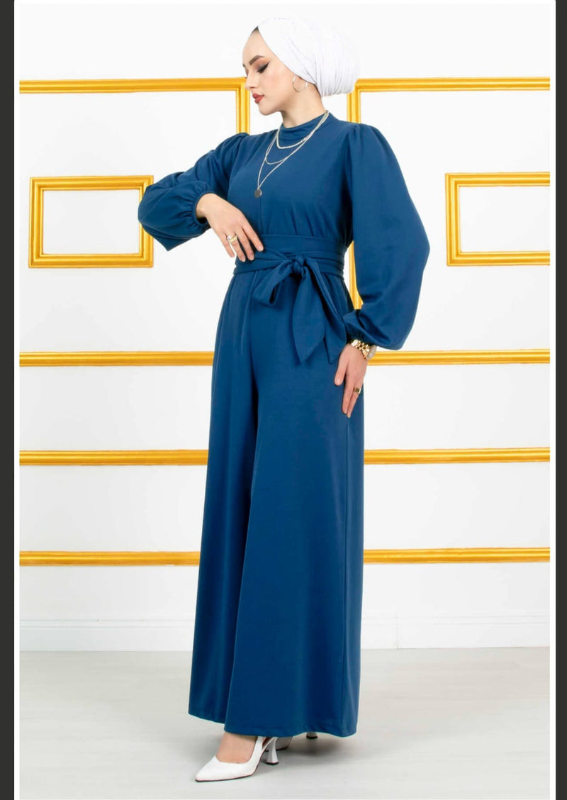 Moda Pery Turkish Women's Scuba Jumpsuit - 10765 Blue - Tuzzut.com Qatar Online Shopping