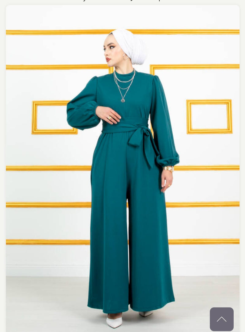 Moda Pery Turkish Women's Scuba Jumpsuit - 10765 Green - Tuzzut.com Qatar Online Shopping