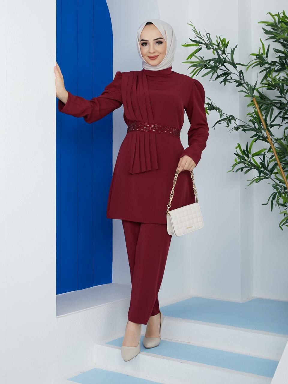 Blenez Turkish Women's Ayrobin Fashion Dress -110 Maroon Blenez Turkish Women's Ayrobin Fashion Dress -110 Maroon