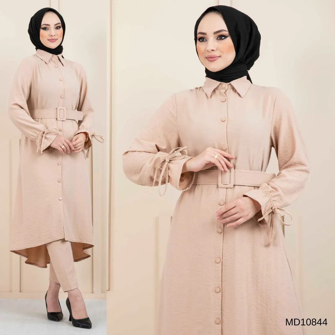 Moda Pery Turkish Women's Ayrobin Elbise Dress - 10844 Cream