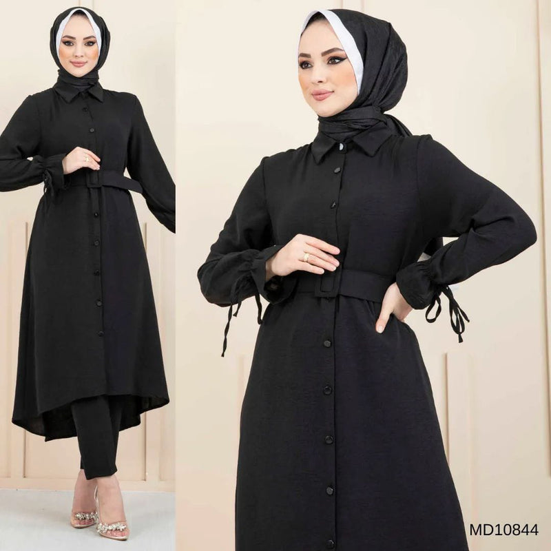 Moda Pery Turkish Women's Ayrobin Elbise Dress - 10844 Black - Tuzzut.com Qatar Online Shopping