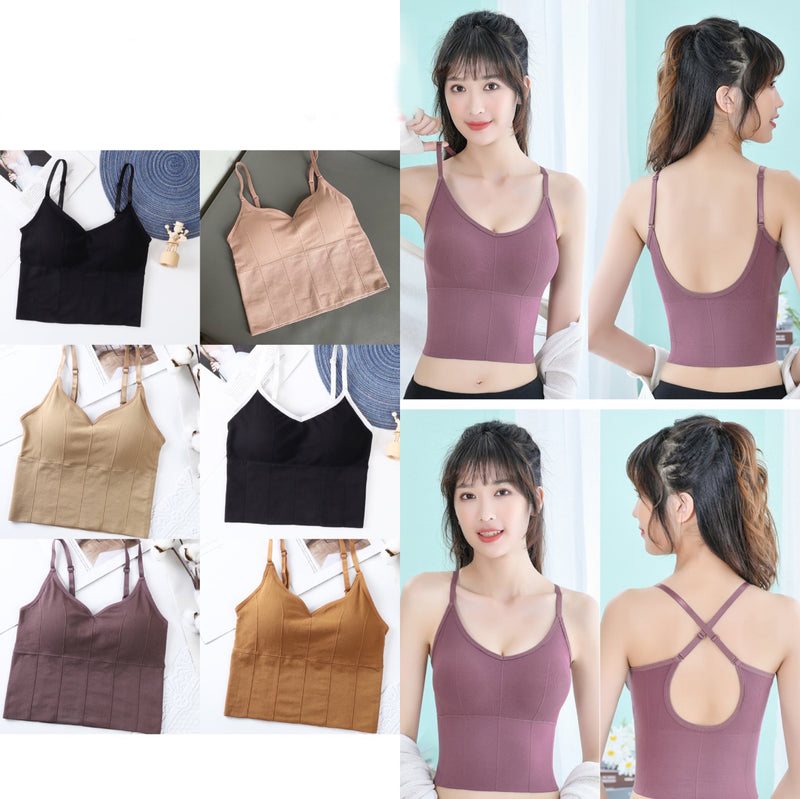 Women's Seamless Low Back Bralette Bra Solid Colors Stretchy Crop