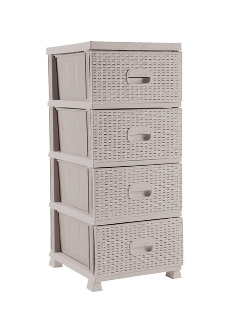Royalford 4 Tier Rattan Storage Cabinet | Stationary Arts Desktop Tabletop Organizer | Storage Tower Unit for Office Bedroom Kitchen - RF10808 - TUZZUT Qatar Online Store