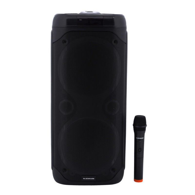 Olsenmark Rechargeable Party Speaker, Remote Control & MIC, OMMS1279 | AUX Cable, USB/ TF Crad/ FM / BT/ TWS | LED Mode Switch & LED Display | Speaker with Lighting Effect - Tuzzut.com Qatar 