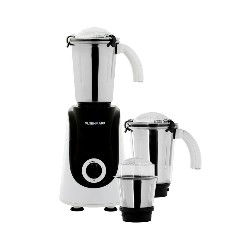 Olsenmark 3-in-1 Mixer Grinder, 750W Grinder with 3 Jars | Stainless Steel Jar with Polycarbonate Caps | 3 Speed Operation | Liquidizing, Wet Grinding and Chutney Jar - Tuzzut.com Qatar Onlin