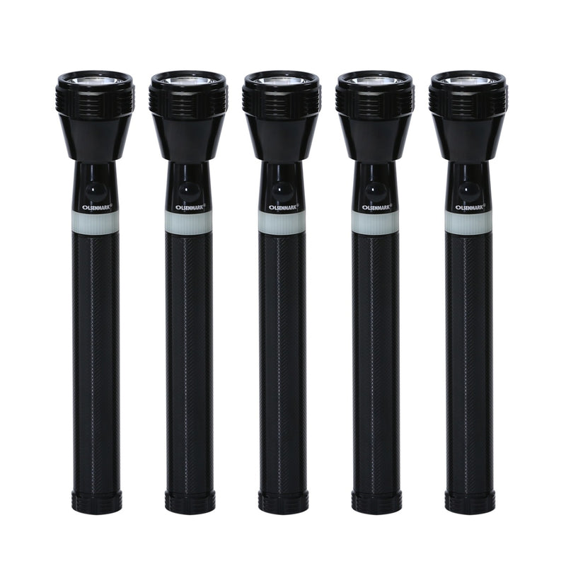 Olsenmark Rechargeable LED Flashlight, 5PCS- Super Bright CREE-XPE LED Torch Light - 2000 Distance Range - Powerful Torch for Camping, Hiking, Trekking, Outdoor. - Tuzzut.com Qatar Online Sho