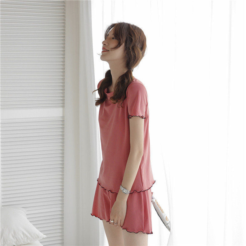 Women's Summer Top Shorts Cool Ice Silk Pajama Homewear-TS110 Women's Summer Top Shorts Cool Ice Silk Pajama Homewear-TS110
