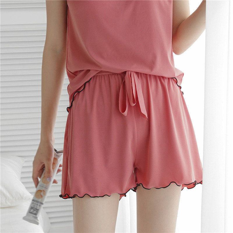 Women's Summer Top Shorts Cool Ice Silk Pajama Homewear-TS110 Women's Summer Top Shorts Cool Ice Silk Pajama Homewear-TS110