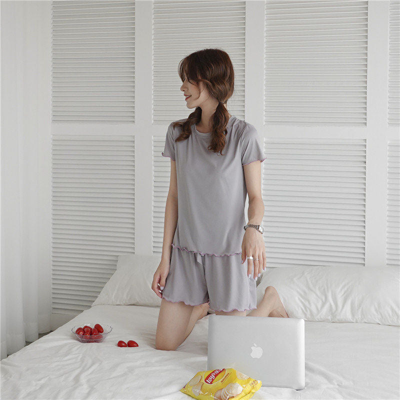 Women's Summer Top Shorts Cool Ice Silk Pajama Homewear-TS110 Women's Summer Top Shorts Cool Ice Silk Pajama Homewear-TS110