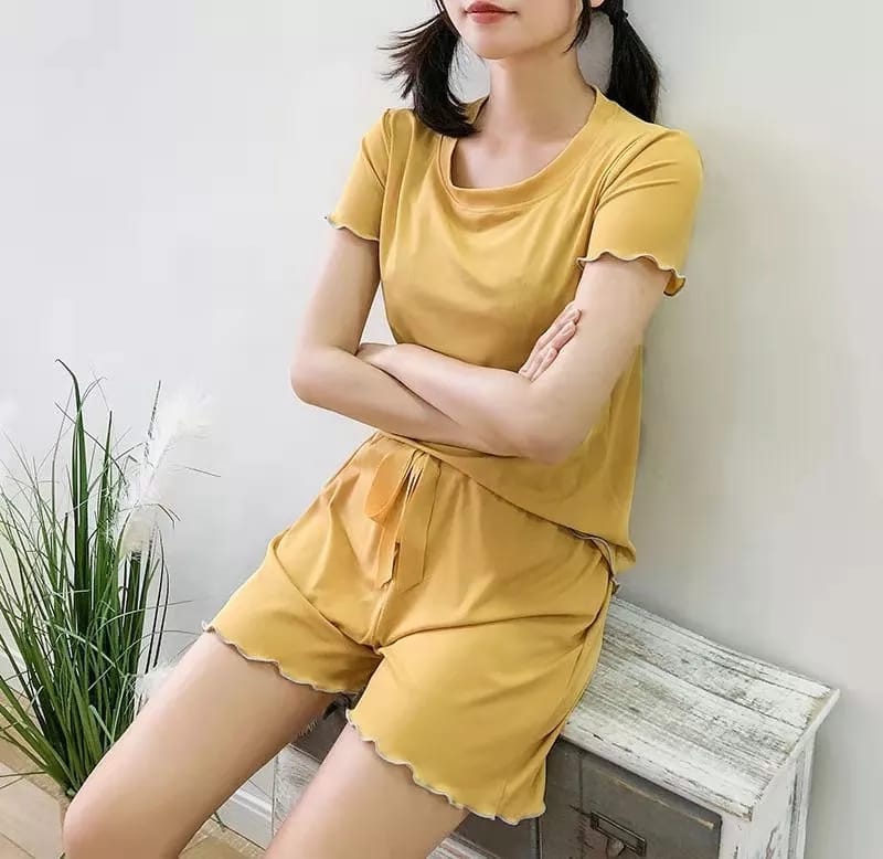 Women's Summer Top Shorts Cool Ice Silk Pajama Homewear-TS110 Women's Summer Top Shorts Cool Ice Silk Pajama Homewear-TS110
