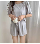 Women's Summer Top Shorts Cool Ice Silk Pajama Homewear-TS110 - Tuzzut.com Qatar Online Shopping