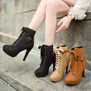 Women's High Heeled PU Leather Boots - 9988 - Tuzzut.com Qatar Online Shopping