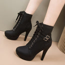 Women's High Heeled PU Leather Boots - 9988 - Tuzzut.com Qatar Online Shopping