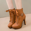 Women's High Heeled PU Leather Boots - 9988 - Tuzzut.com Qatar Online Shopping