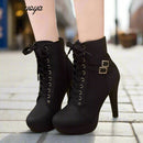 Women's High Heeled PU Leather Boots - 9988 - Tuzzut.com Qatar Online Shopping