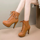 Women's High Heeled PU Leather Boots - 9988 - Tuzzut.com Qatar Online Shopping
