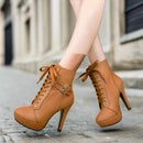 Women's High Heeled PU Leather Boots - 9988 - Tuzzut.com Qatar Online Shopping