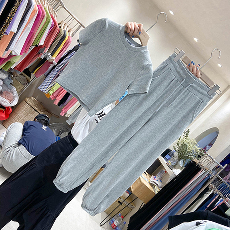 Women Pocket Pant with T-Shirt Set Casual Fashion Sport Suit SS0011 - Tuzzut.com Qatar Online Shopping