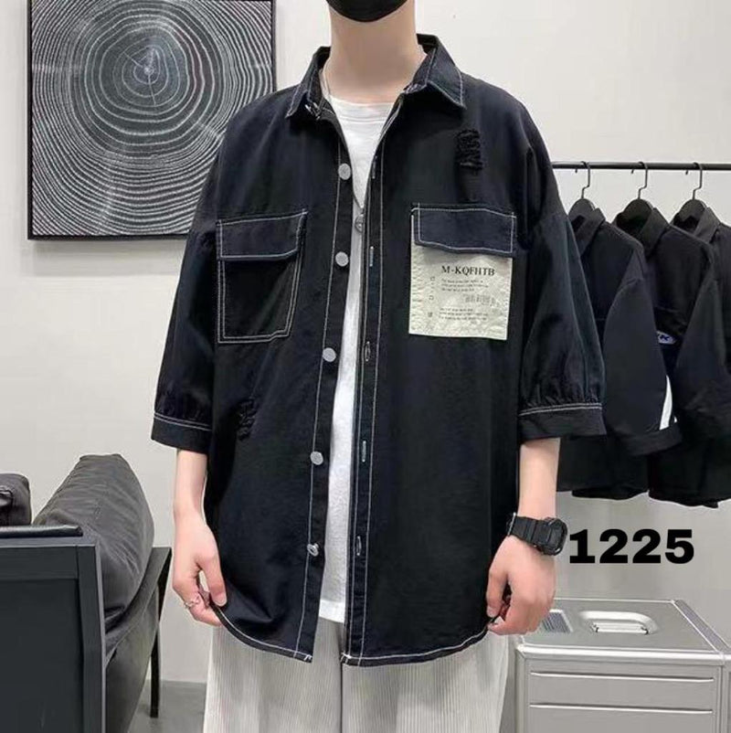 Men's Oversized Full Sleeve Chic Korean Style Shirt 1225 - Tuzzut.com Qatar Online Shopping