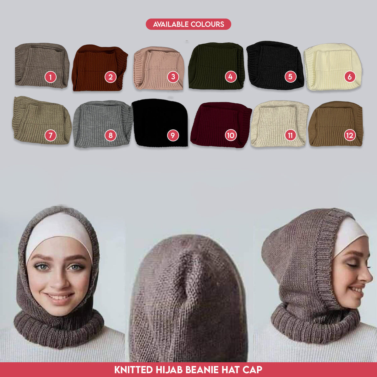 Knitted Hijab Beanie Hat Cap Knitted Hijab Beanie Hat Cap