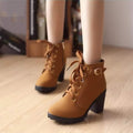 Women's Lace-up Buckle Ankle High Heels Boots Shoes - B-888 - Tuzzut.com Qatar Online Shopping