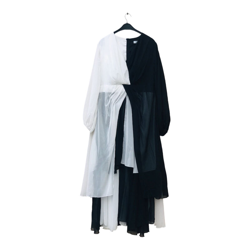 Black & White Maxi Color Block Dress S4692741 - Tuzzut.com Qatar Online Shopping