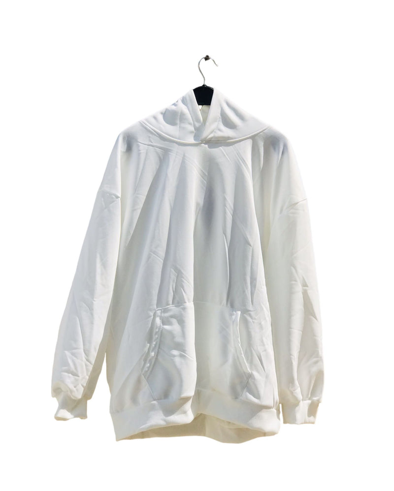 Back Printed Chest Cut Pullover White Hoodie S4732448 - Tuzzut.com Qatar Online Shopping