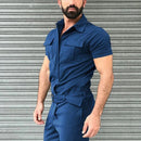 New Cotton European and American Men's trousers casual one-piece suits belted uniforms uniforms overalls men's jumpsuit S3187161 - Tuzzut.com Qatar Online Shopping