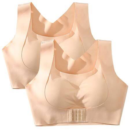 1 Pc Seamless Front Buckle Support Bra Womens Full Coverage Front Closure Wire Free Back Support Posture Bra S207890