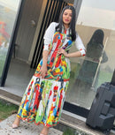 Women's Fashion Long Shirt collar vintage print S4599985 - Tuzzut.com Qatar Online Shopping