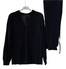 Women's Fashion Black V-Neck Top & Pant S4396939 - Tuzzut.com Qatar Online Shopping