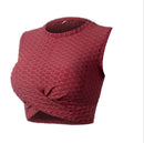 Women Jacquard Tie-Dye Yoga Corp Top Skinny Gym Tops Slim Fit Sleeveless Bubble Sports Workout Fitness T-Shirt S4562188 - Tuzzut.com Qatar Online Shopping