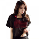 Womens Short Sleeve Mesh Top See Through Sheer Blouse Quick-Drying Sports Top T-shirt S4616260 - Tuzzut.com Qatar Online Shopping