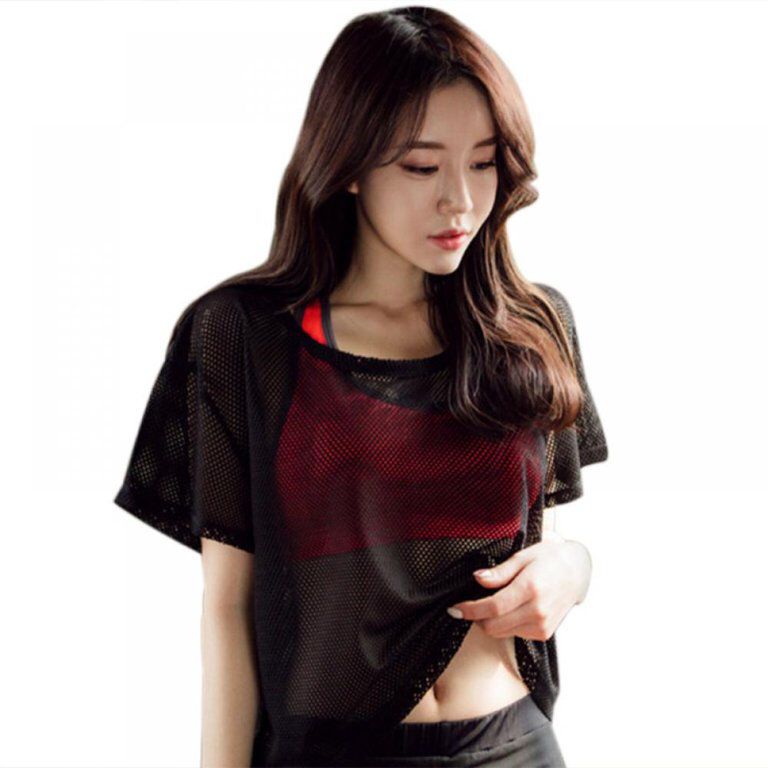 Womens Short Sleeve Mesh Top See Through Sheer Blouse Quick-Drying Sports Top T-shirt S4616260 Womens Short Sleeve Mesh Top See Through Sheer Blouse Quick-Drying Sports Top T-shirt S4616260