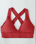 Women Workout Sports Bra Plain Cross Back Shockproof Yoga Vest with Pad Gym Fitness Quick Dry Tank Top Running Push Up Bralette S4745402 - Tuzzut.com Qatar Online Shopping