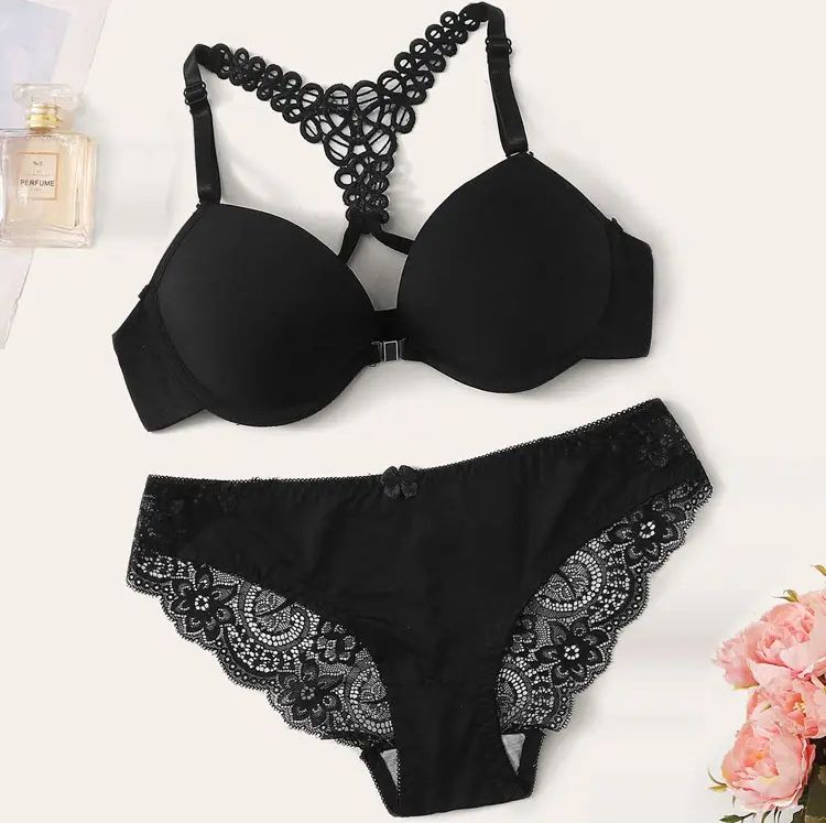 Sexy Push Up Lingere Set for Woman Solid Color Underwired Bra and Panty Set Thin Mold Cup Bralette Seamless Padded Underwear X1235429 - Tuzzut.com Qatar Online Shopping