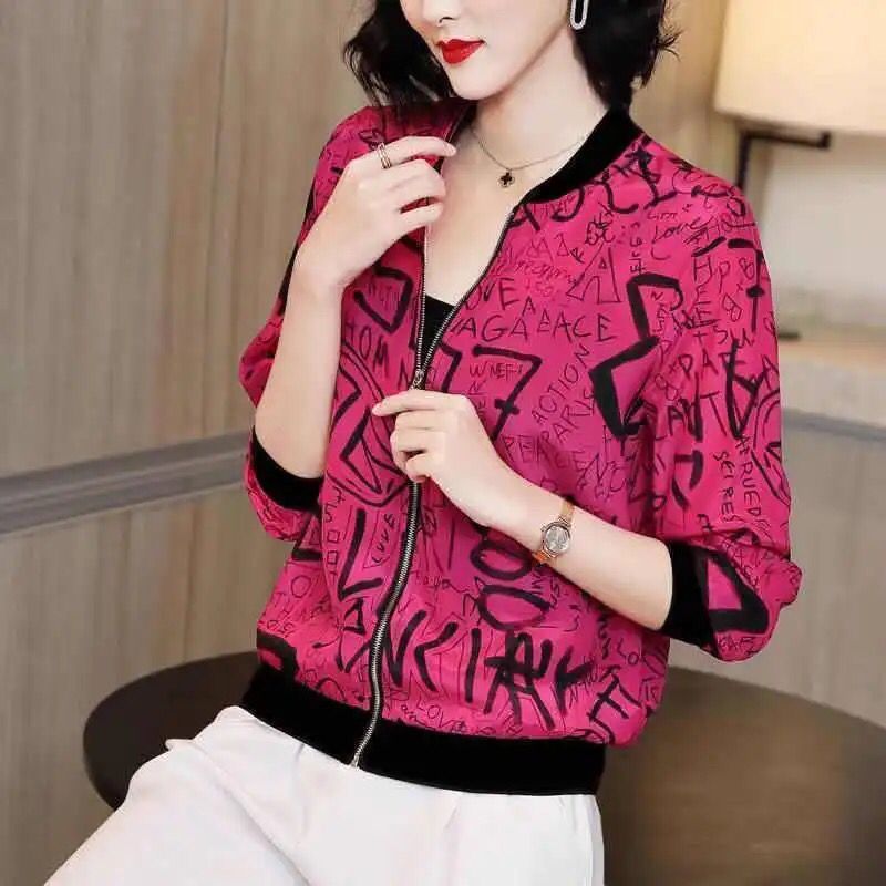 Chiffon Long-sleeved Cardigan Jacket Spring Summer Thin Women's Clothing New Baseball Uniform Short Sunscreen Coat X3362640 Chiffon Long-sleeved Cardigan Jacket Spring Summer Thin Women's Clothing New Baseball Uniform Short Sunscreen Coat X3362640