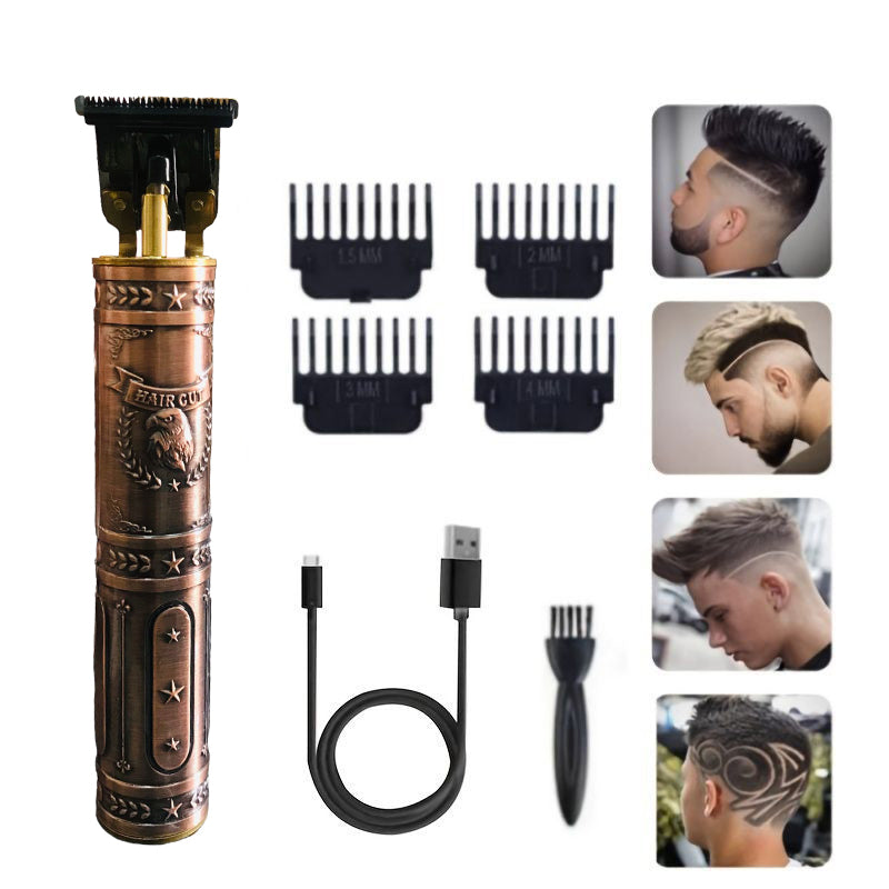 Vintage Electric Men's Hair Clipper Zero Gap Professional Hair Clipper USB Rechargeable Razor Clipper Set, Easy To Carry Outdoors For Camping S30512 - Tuzzut.com Qatar Online Shopping