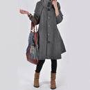 Woolen Coat Winter Cloak Knit Long-sleeved High O-neck Trench Coat Female Spring Autumn Women's Single-breasted Windbreaker B-27354 - Tuzzut.com Qatar Online Shopping