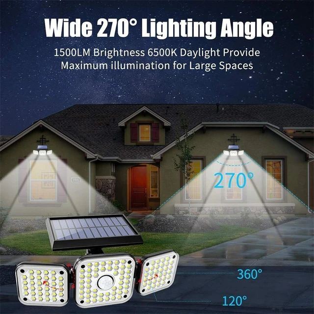 112 LED Solar Lamp 3 Modes Outdoor Waterproof Motion Sensor Wall Light 360 Degree Rotating Spotlight S4767764 - Tuzzut.com Qatar Online Shopping