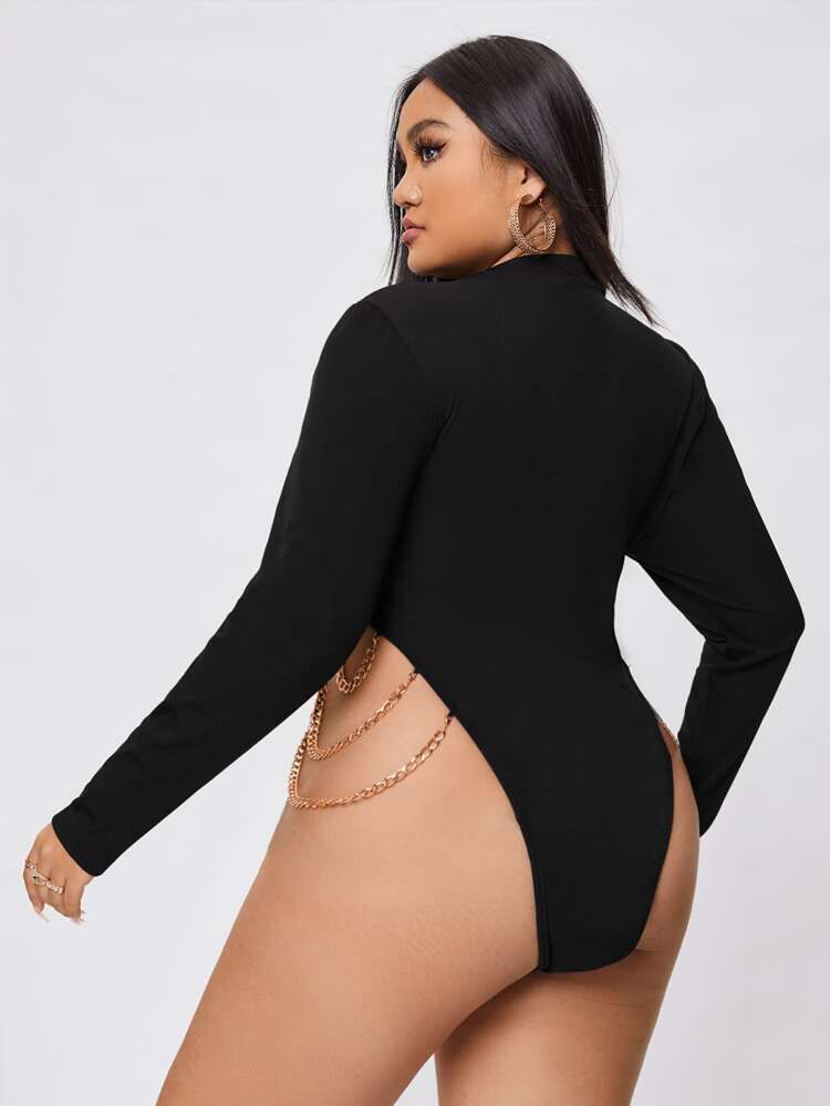 Plus Chain Detail High Cut Bodysuit S4718105 Plus Chain Detail High Cut Bodysuit S4718105