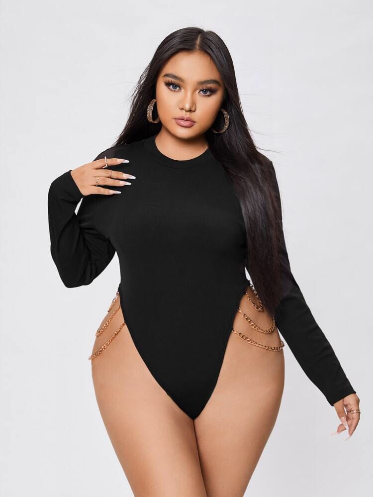 Plus Chain Detail High Cut Bodysuit S4718105 Plus Chain Detail High Cut Bodysuit S4718105