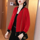 Summer Chiffon Lace Print Jacket Women Long Sleeve Loose Bomber Jacket Lady Tops Female Baseball Jacket Coats Clothes X3362916 - Tuzzut.com Qatar Online Shopping