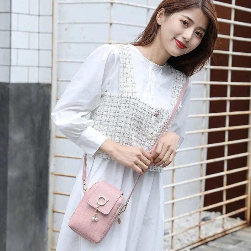 Spring Summer Mini Cross-body Mobile Phone Shoulder Bag Woven Pearl Tassel Cover-style Female Bag Shoulder Diagonal Bag S2599229 - Tuzzut.com Qatar Online Shopping