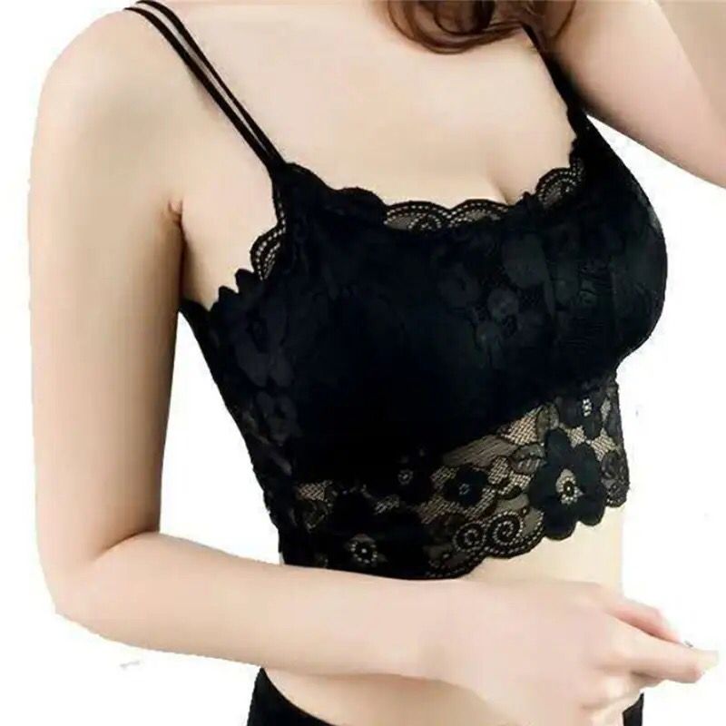 Black Female Lace Spaghetti Strap Wrapped Chest Top Underwear Bras for Women Fashion Bralette Bra Female Tops X1220991 - Tuzzut.com Qatar Online Shopping