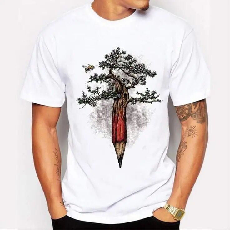 Men's Fashion Printed White T-Shirt S4540229 Men's Fashion Printed White T-Shirt S4540229