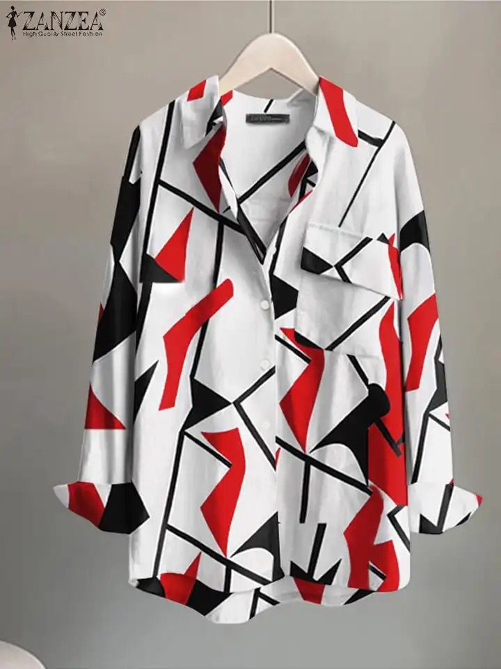 ZANZEA Women Long Sleeve Tops Tees Spring Summer Printed Shirts Casual Loose Chemise Oversized Office Lady Blusa Femininas S4340836 ZANZEA Women Long Sleeve Tops Tees Spring Summer Printed Shirts Casual Loose Chemise Oversized Office Lady Blusa Femininas S4340836