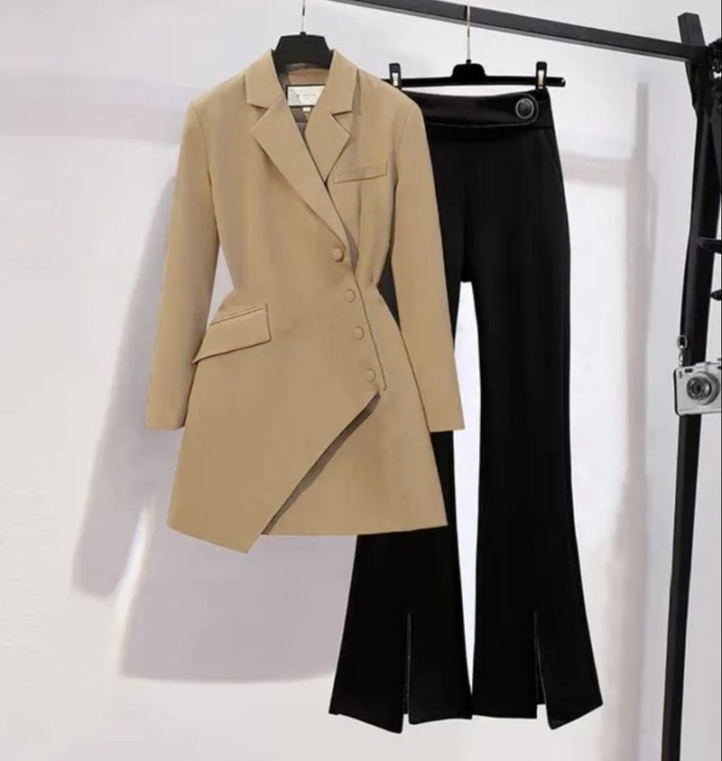 2 Pcs Women's Fashion Jacket Blazer & Pant Set B-32411 - Tuzzut.com Qatar Online Shopping