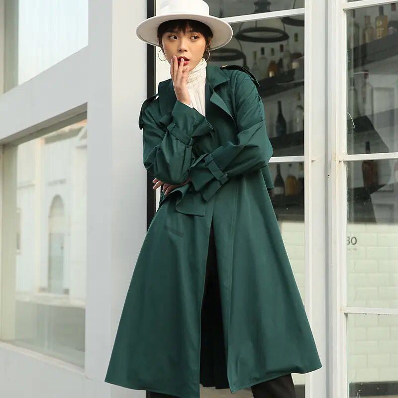 military Style loose spring fall  trench coat women  Korean style swing coats outwear S4235449 - Tuzzut.com Qatar Online Shopping