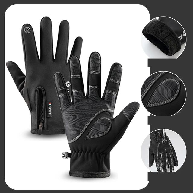 Motorcycle Gloves Moto Gloves Winter Thermal Fleece Lined Winter Waterproof Touch Screen Non-slip Motorbike Riding Gloves S4710311 - Tuzzut.com Qatar Online Shopping